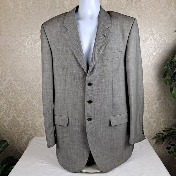 Antica Sartoria Acquaviva Gray Blazer Tailored Made In Italy 3 Button Closure